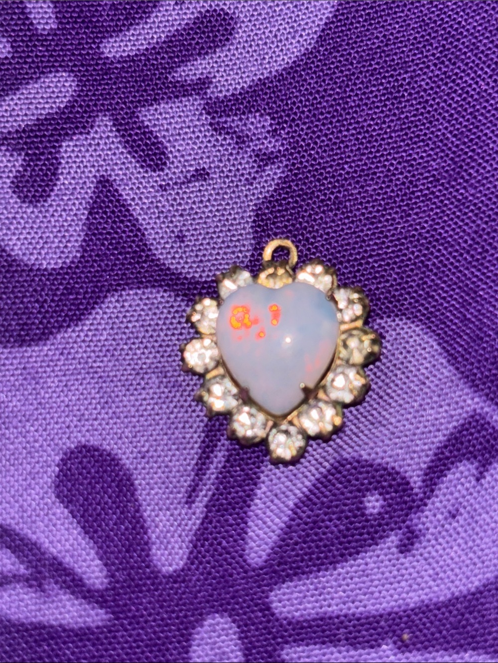 Vintage heart shaped opal diamond pendant